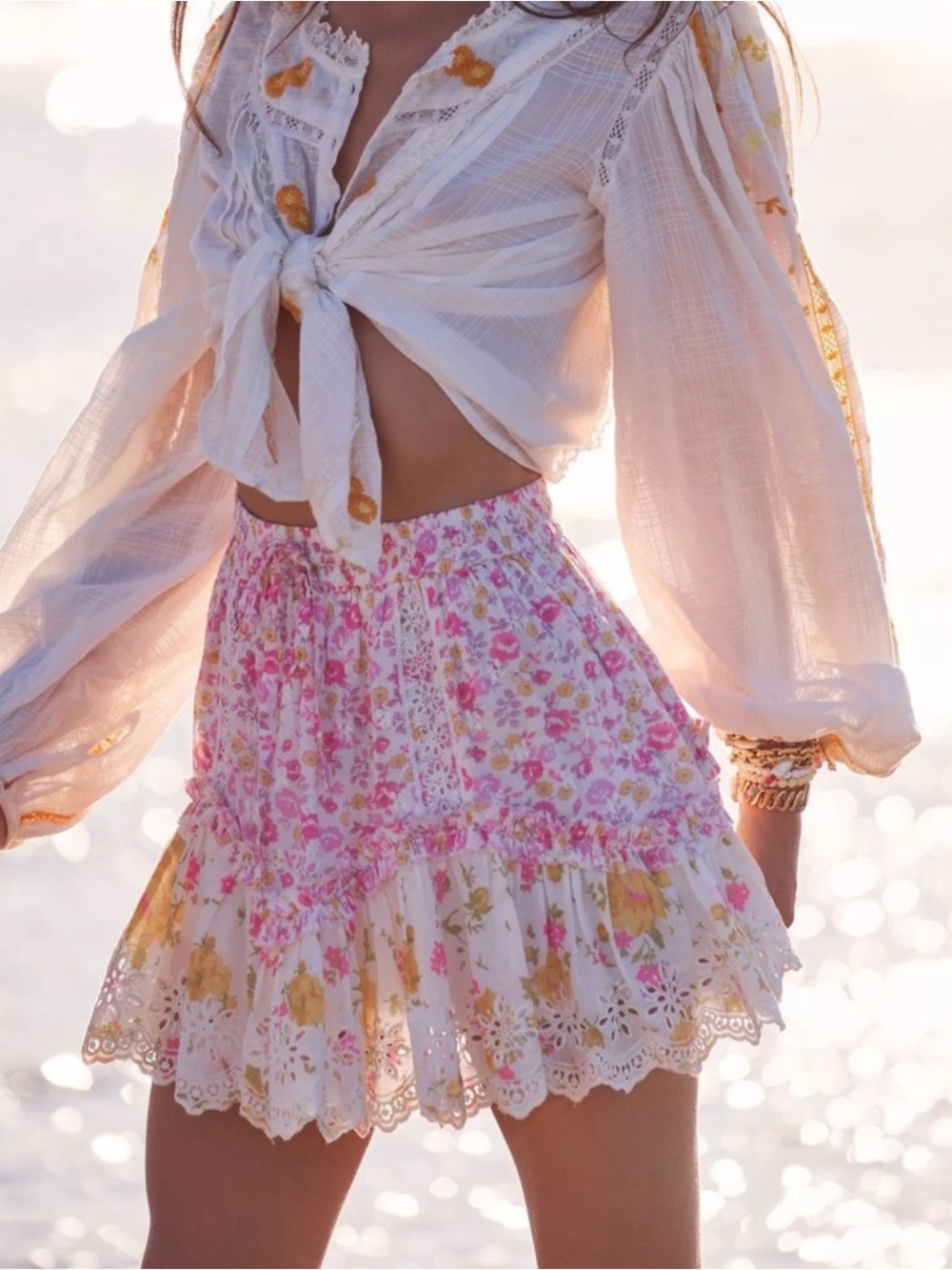 LoveShackFancy Becca Floral Skirt
